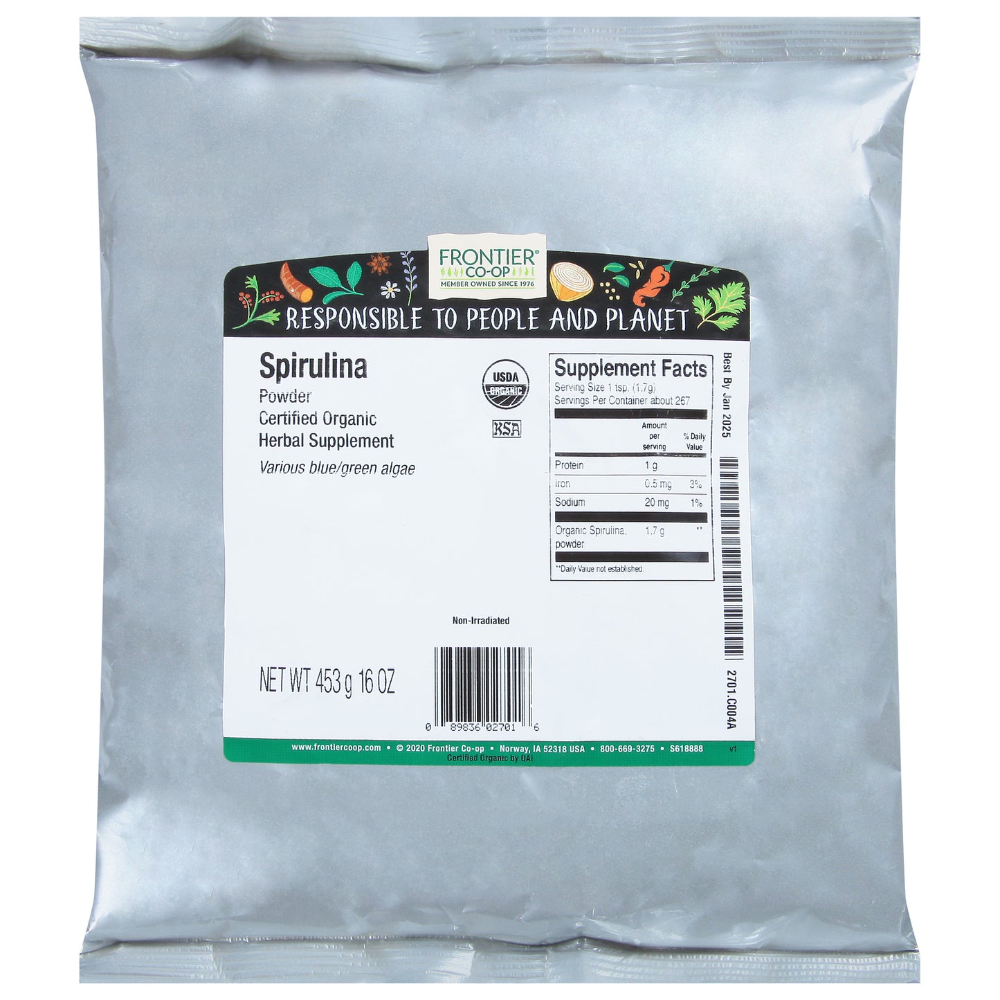 100% Organic Spirulina Powder | Frontier Herb