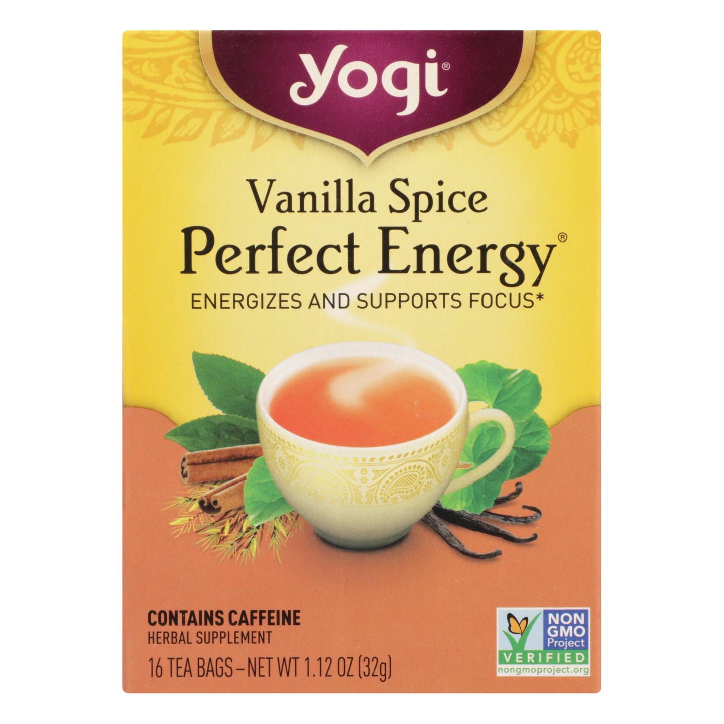 Perfect Energy Vanilla Spice Herbal Tea | Yogi
