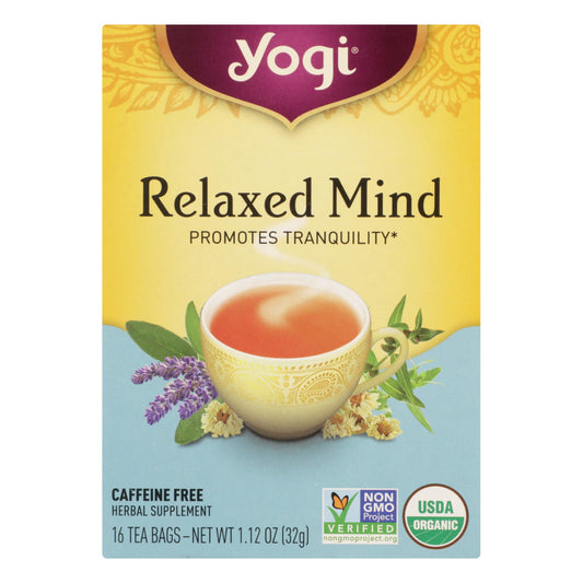 Yogi Relaxed Mind Herbal Tea Caffeine Free - 16 Tea Bags - Case Of 6