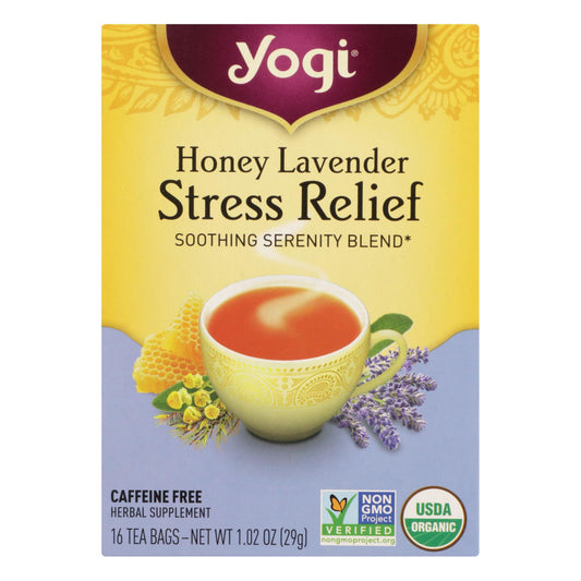 Stress Relief Caffeine Free Honey Lavender Herbal Tea | Yogi