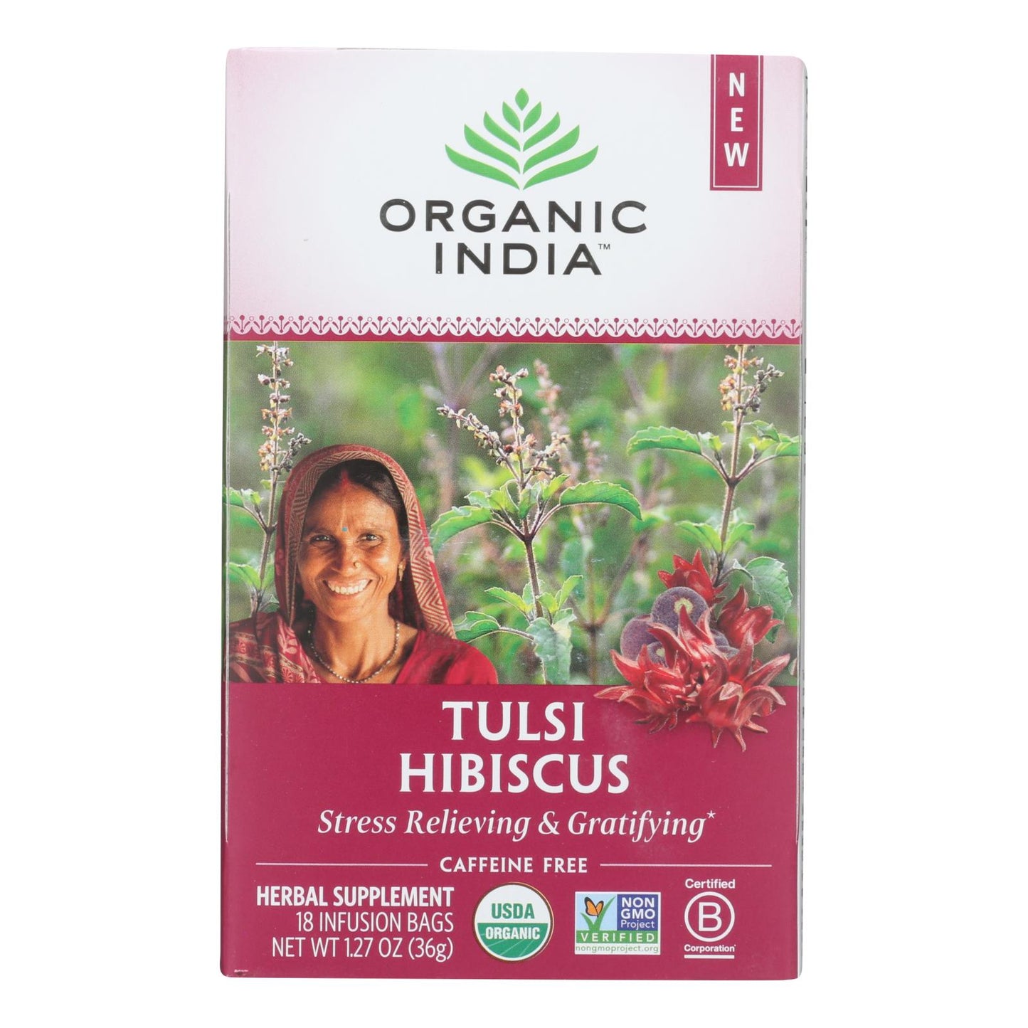 Tulsi Hibiscus Tea | Organic India | 6 Boxes