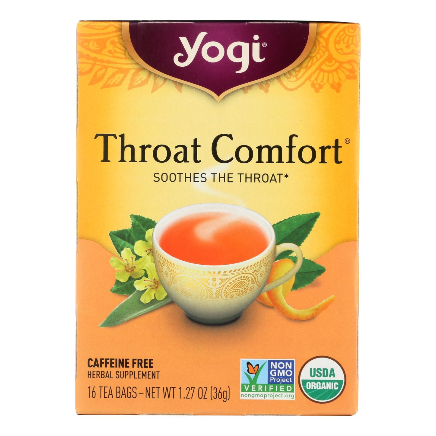 Organic Throat Comfort Caffeine Free Herbal Tea | Yogi