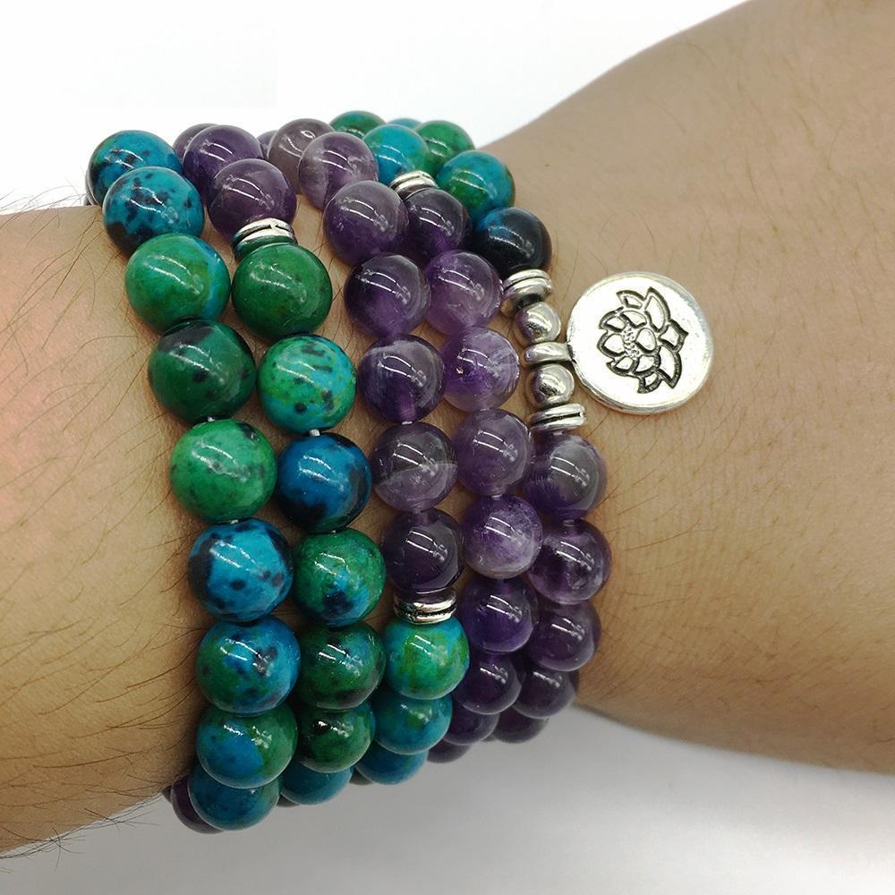 Chrysocolla Amethyst 108 Mala Mala