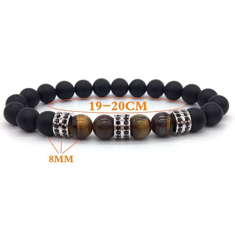 Elegant Hematite and Tiger Eye Crystal Paved Bracelet Bracelet