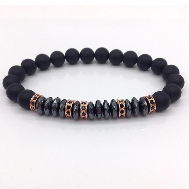 Elegant Hematite and Tiger Eye Crystal Paved Bracelet Hematite Rose Gold Bracelet