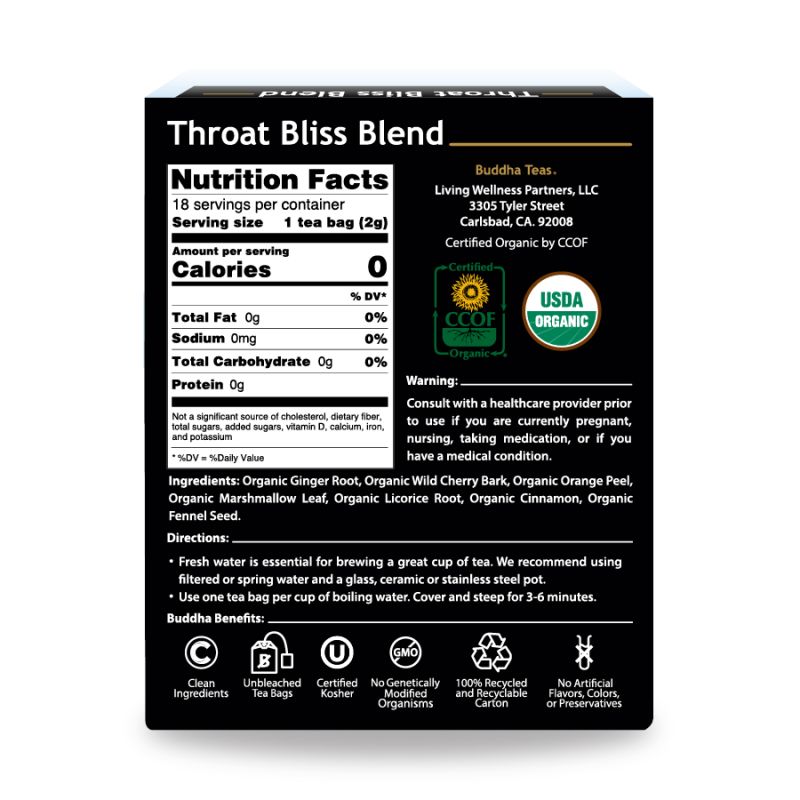 Throat Bliss Blend Tea | Buddha Teas | 6 Boxes